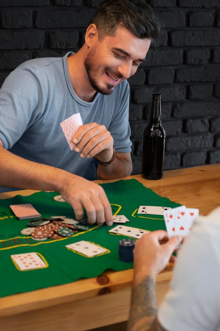 Live-dealer table with professional croupier and multiple players